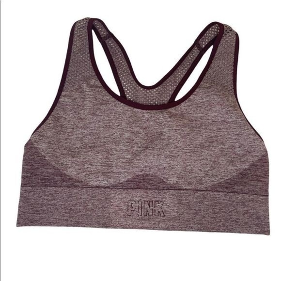 PINK Victoria's Secret Burgundy Matching Sports Bra And Leggings Set Size Medium - Picture 10 of 16